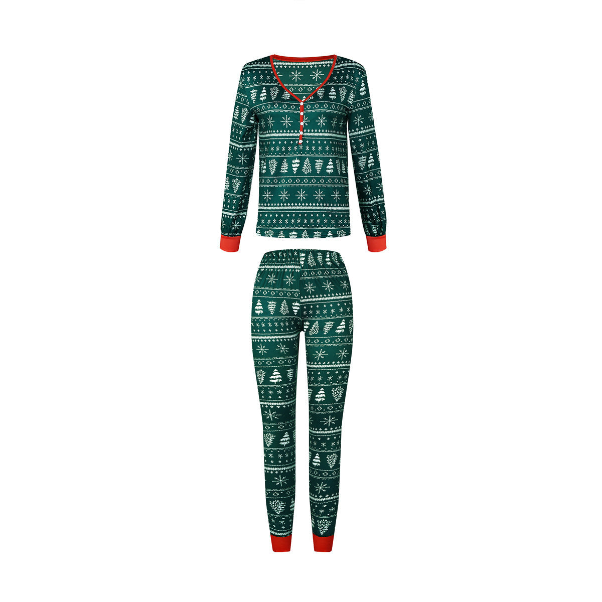 New Christmas Print Contrast Color Parent-child Home Service Suit