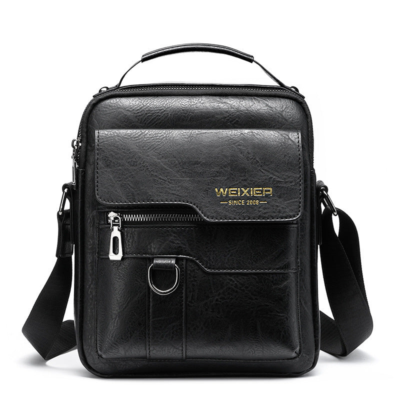 Mens Retro PU Leather Messenger Bag Crossbody Flap Backpack