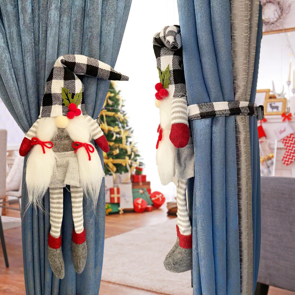 Christmas Decorations Couple Plaid Curtain Buckle