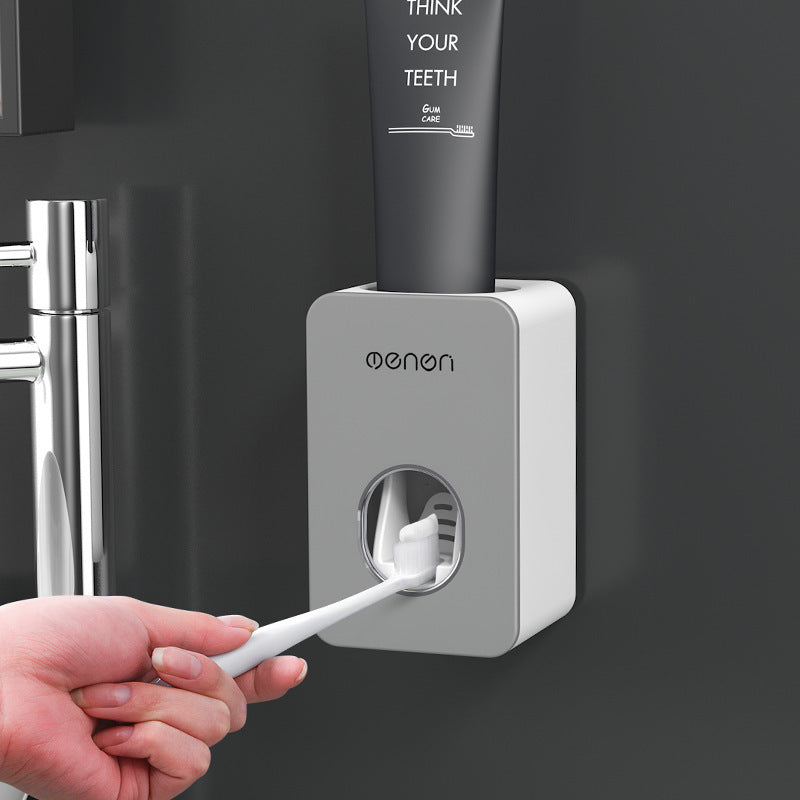 Automatic Toothpaste Dispenser Set – Wall-Mounted Punch-Free Toothpaste and Toothbrush Holder Rack