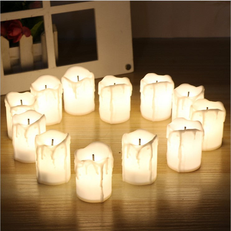 LED Tealight Candles Dripping Wax Effect Flameless Decorative Candle for Wedding and Christmas