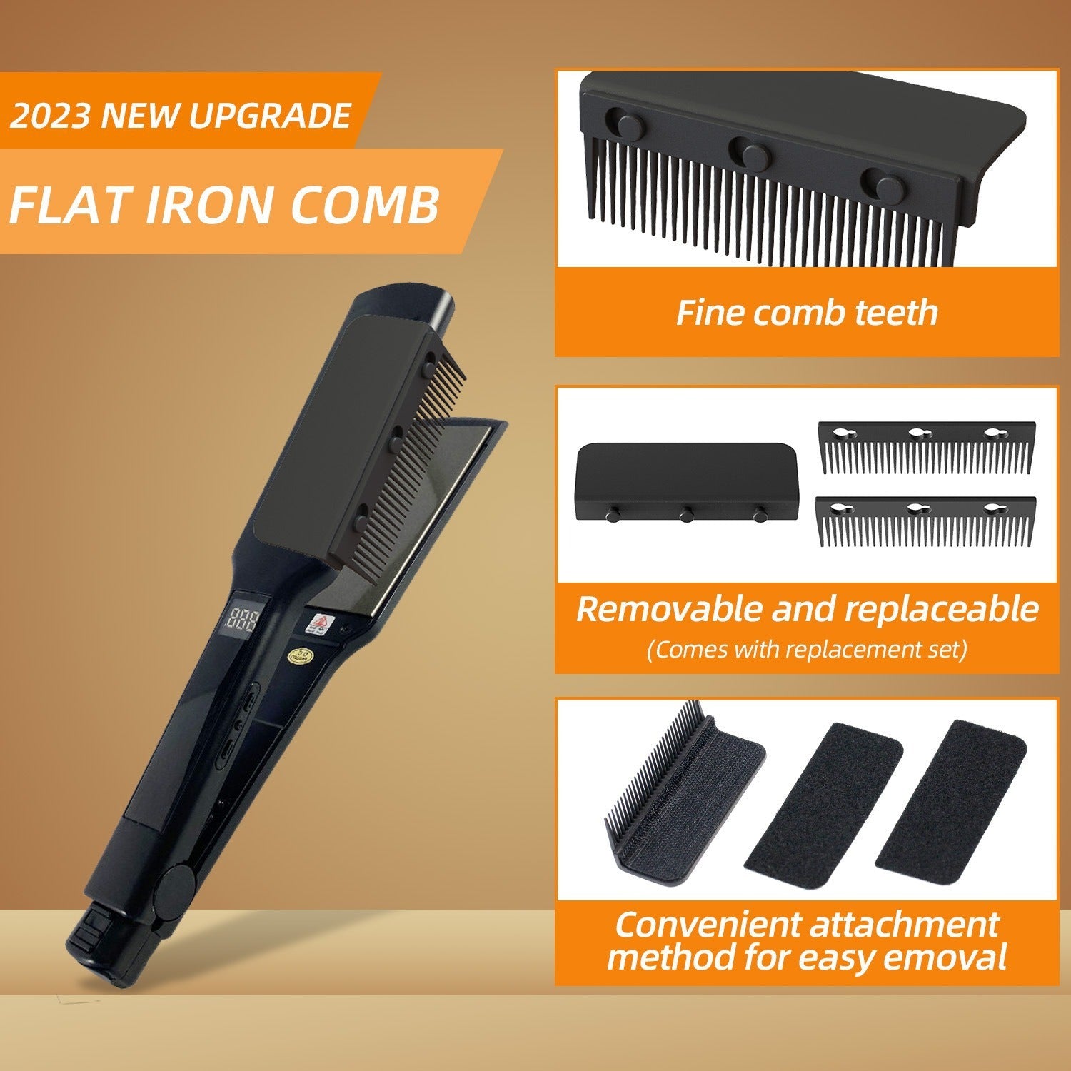 Electric Hair Straightener Comb – Removable Salon Styling Tool