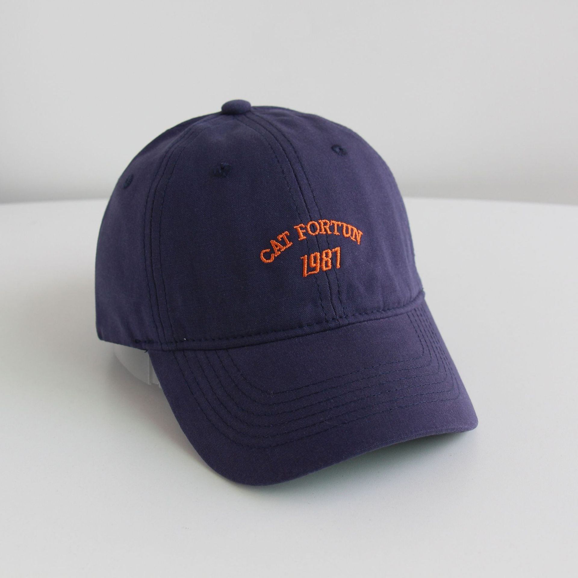 Washed Distressed Letters Embroidery Peaked Cap