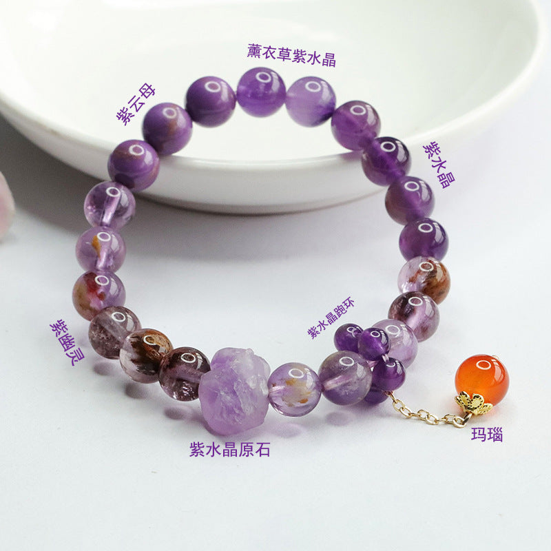 Natural Nine Purple Multi-treasure Crystal Bracelet Dragon Year