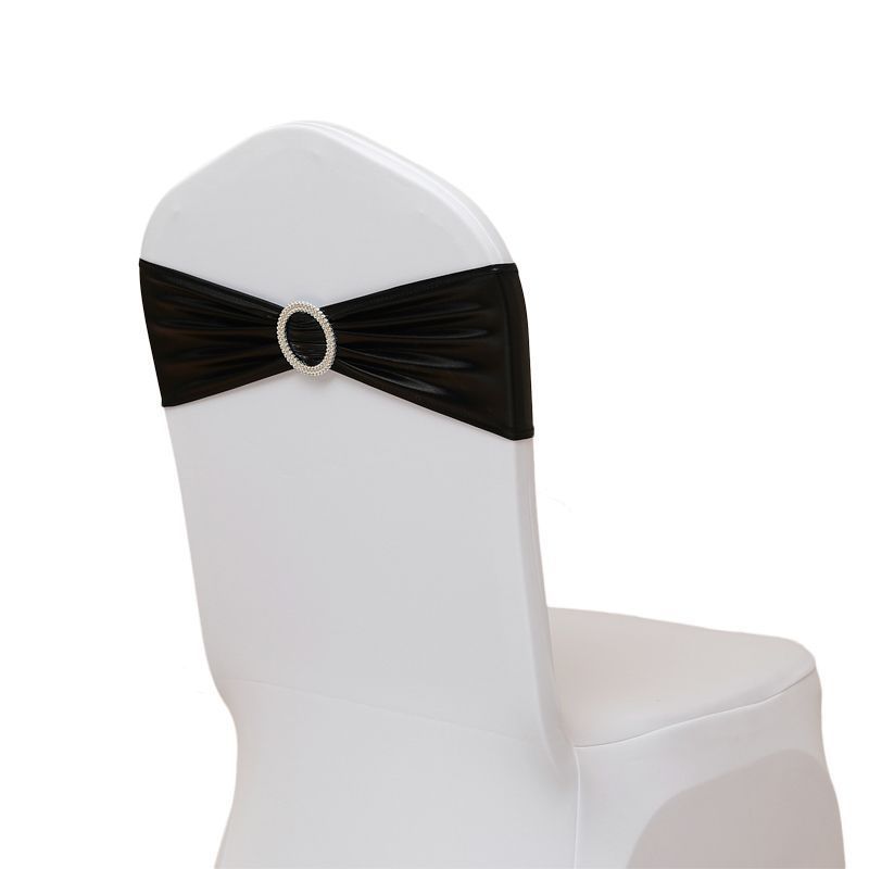 Hotel Banquet Celebration Wedding Universal Elastic Chair Cover Copper Strips Decoration Bowknot Back Flowers