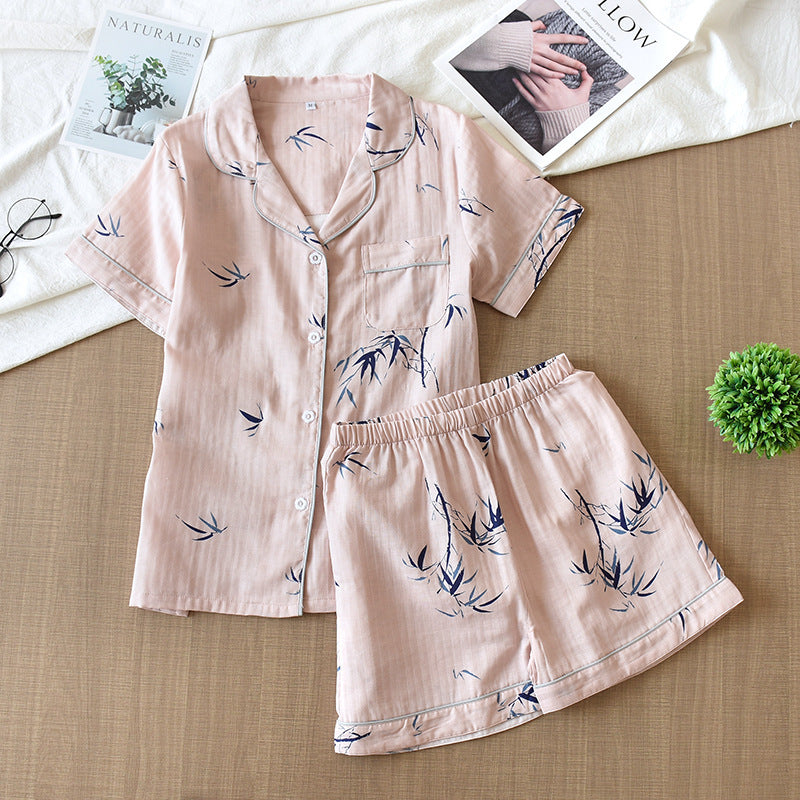 Summer Thin Cotton Gauze Loungewear Two-piece Suit
