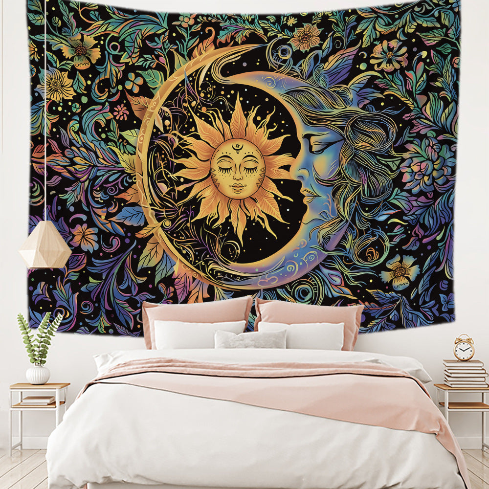 Sun Moon Face Decorative Tapestry