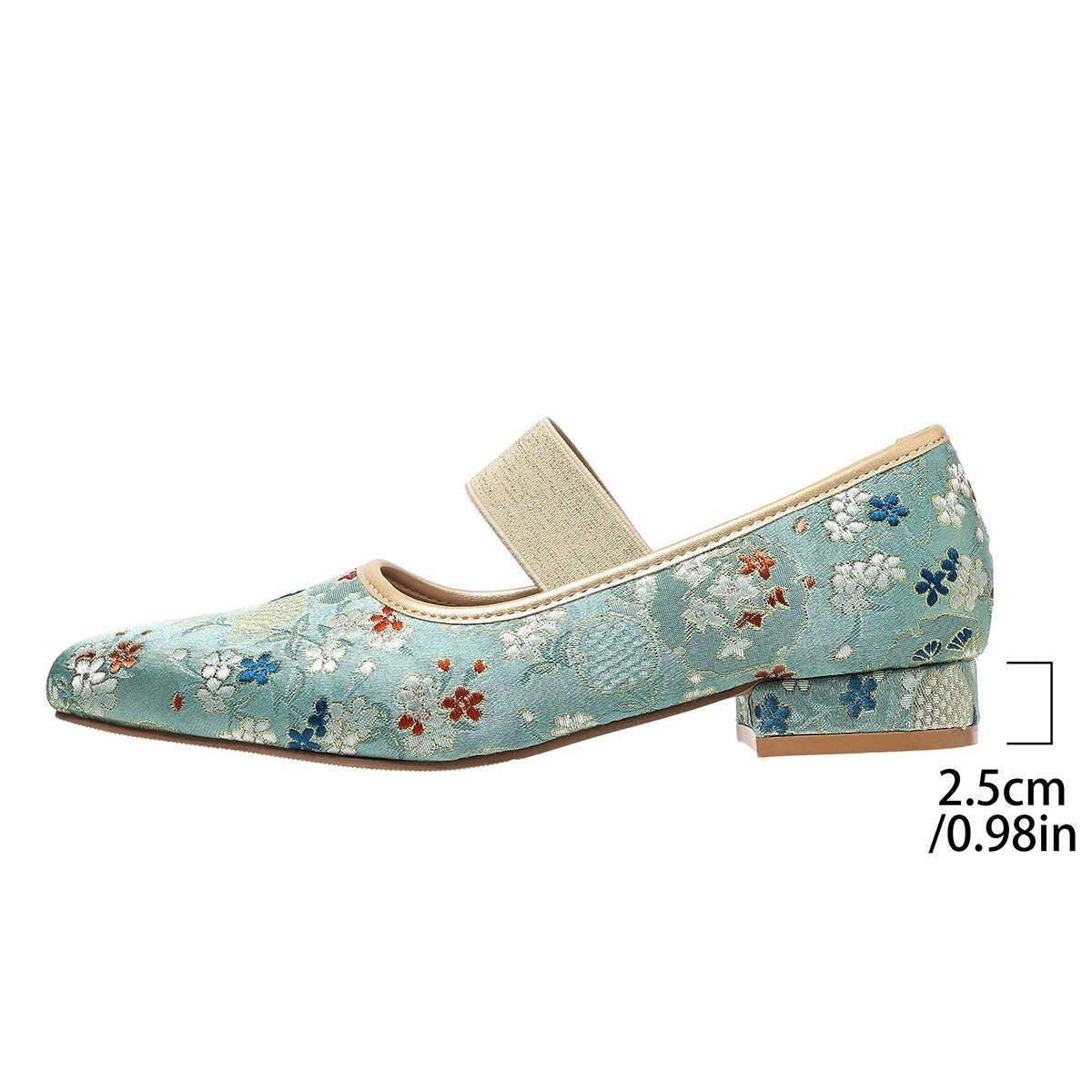 Chunky Heel Embroidery Women's Pumps