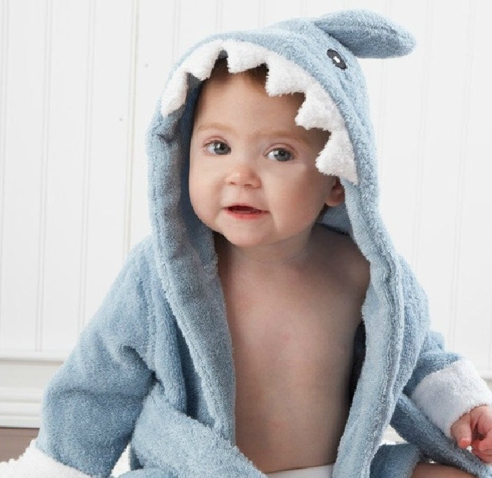 Unisex Hooded Cotton Baby Bathrobe Cartoon Relaxed Fit