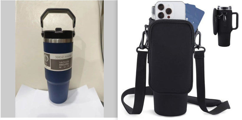 Insulated Stainless Steel Water Bottle – Travel Sports Tumbler with Handle