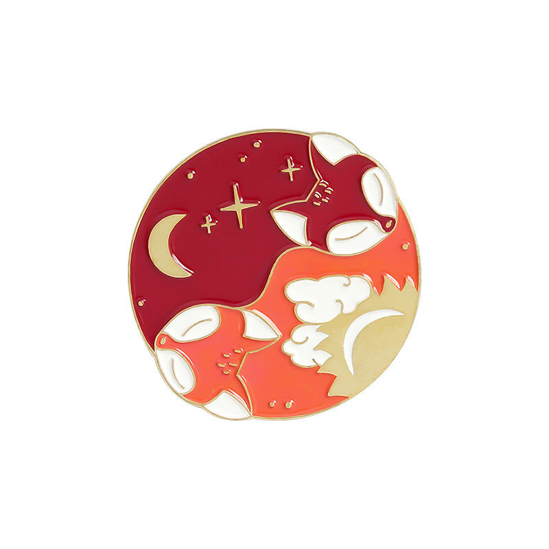 Creative Animal Brooch – Embracing Gossip Illustration Enamel Pin Badge