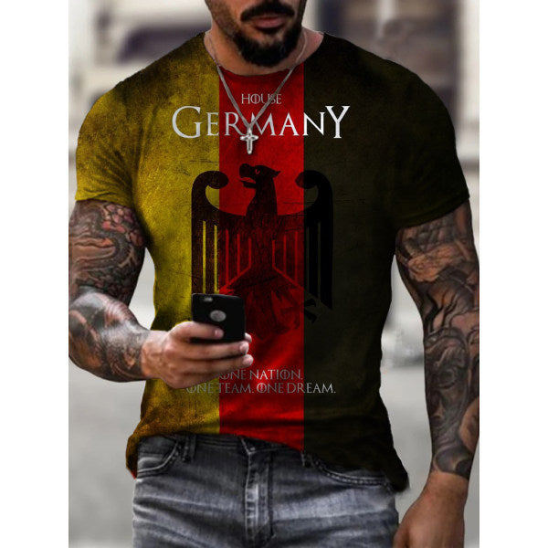 Men's Sports Round Neck Slim Youth Printed T-shirt