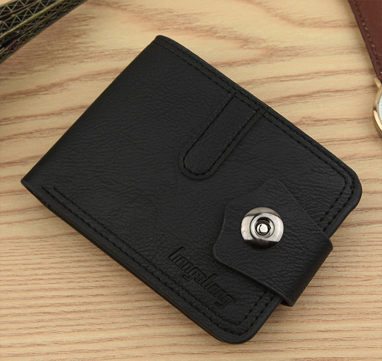 Men's Slim Bifold PU Leather Wallet Litchi Pattern Card