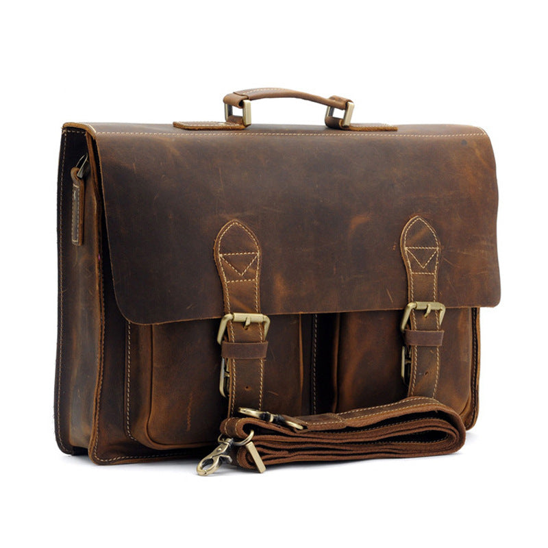 Crazy Horse Leather Handbag Shoulder Messenger Bag