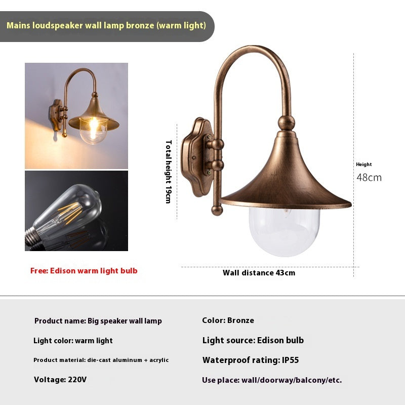 Outdoor Wall Lamp Horn Wall Lamp Outdoor Gate Lamp Stairs Pastoral Aluminum Balcony Exposed Table Lamp