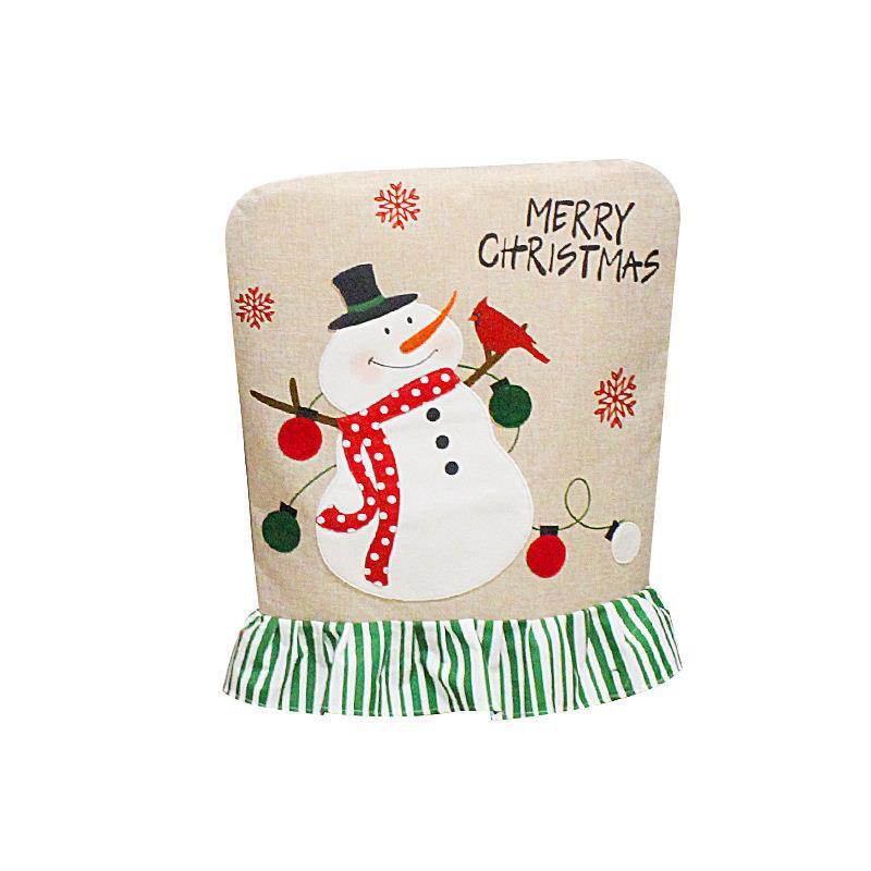 Linen Christmas Embroidered Lace Chair Cover