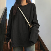 White Base Shirt Women's Solid Color Long-sleeved T-shirt