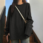 Womens Loose Long Sleeve Milk Silk White Shirt
