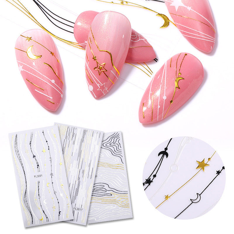 Nail Art 3d Hot Stamping Line Sticker Stripe Wave Adhesive Sticker
