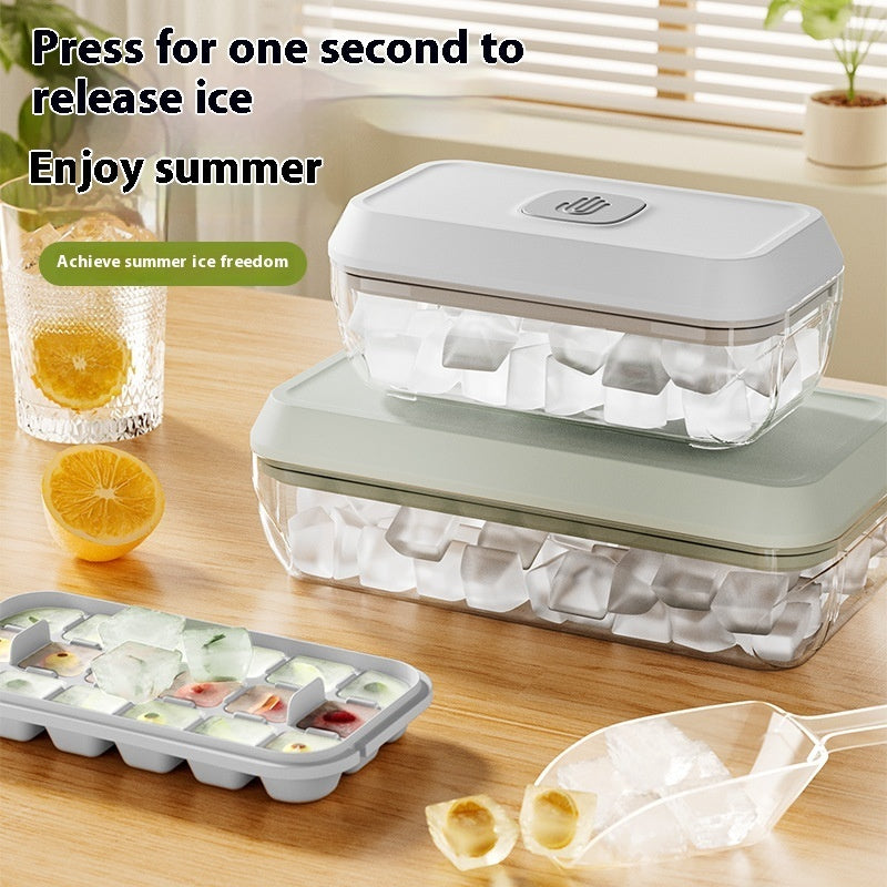 Silicone Ice Cube Tray 32 Grid With Lid Food Safe Spatula