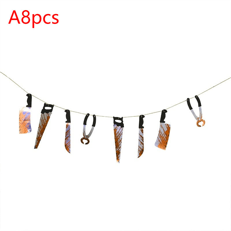 Halloween Decoration Haunted House Horror Upside Down Broken Hand Knife String