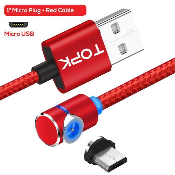 360° Rotating Magnetic Micro-USB Charging Cable – Fast Charge Phone Cord, LED, Nylon-Braided