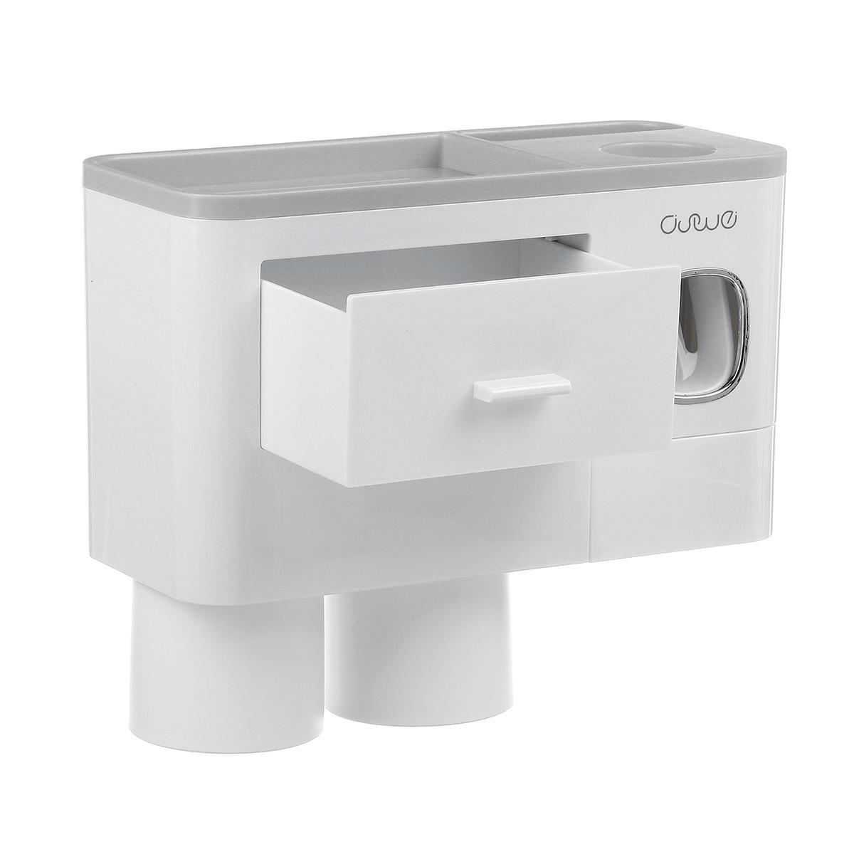 Safe PP Plastic Magnetic Toothbrush Holder With Drawer