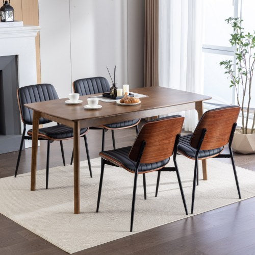Set of 2 Mid-Century Modern Retro Dining Chairs with Walnut Bentwood Back
