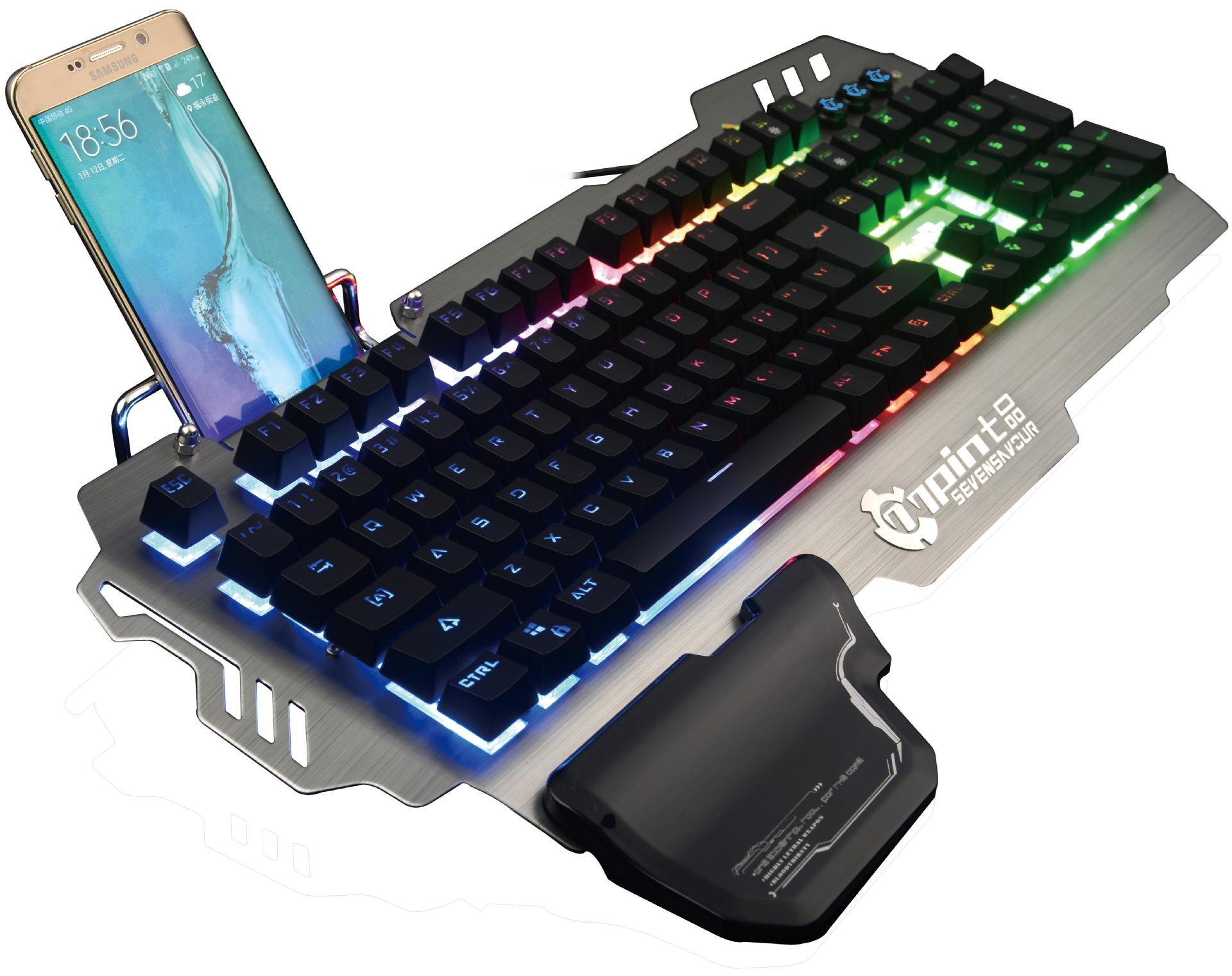 Metal Wired Mechanical Gaming Keyboard – Mixed RGB Backlight, Anti-Ghosting, Aluminum Top Plate