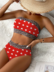 Sexy Bandeau Solid Color Love Bikini Bikini