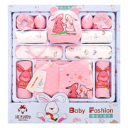 Newborn Cotton Multi-Piece Baby Clothing Set – Thickened Radish Rabbit Design in Pink
