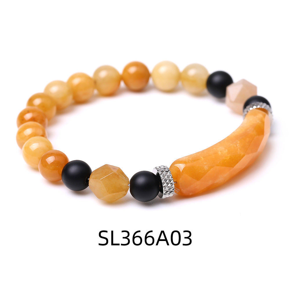 Women's Black Agate Diamond-Shaped Cut Bracelet Elegant