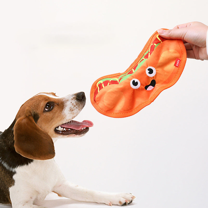 Durable Crinkle Squeaky Hamburger Dog Toy