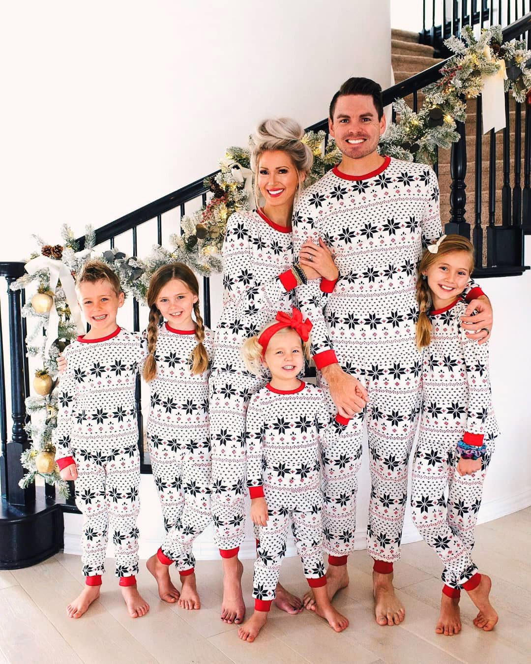 Christmas Print Parent-child Home Service Suit