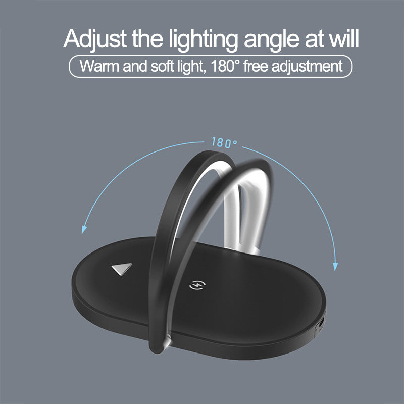 3-in-1 Foldable Wireless Charger & Night Light, 15W Qi Charging Station for iPhone, Apple Watch & AirPods