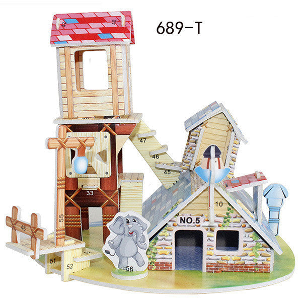 Children's 3D Three Dimensional Puzzle Paper Educational Toys Diy Building Hut