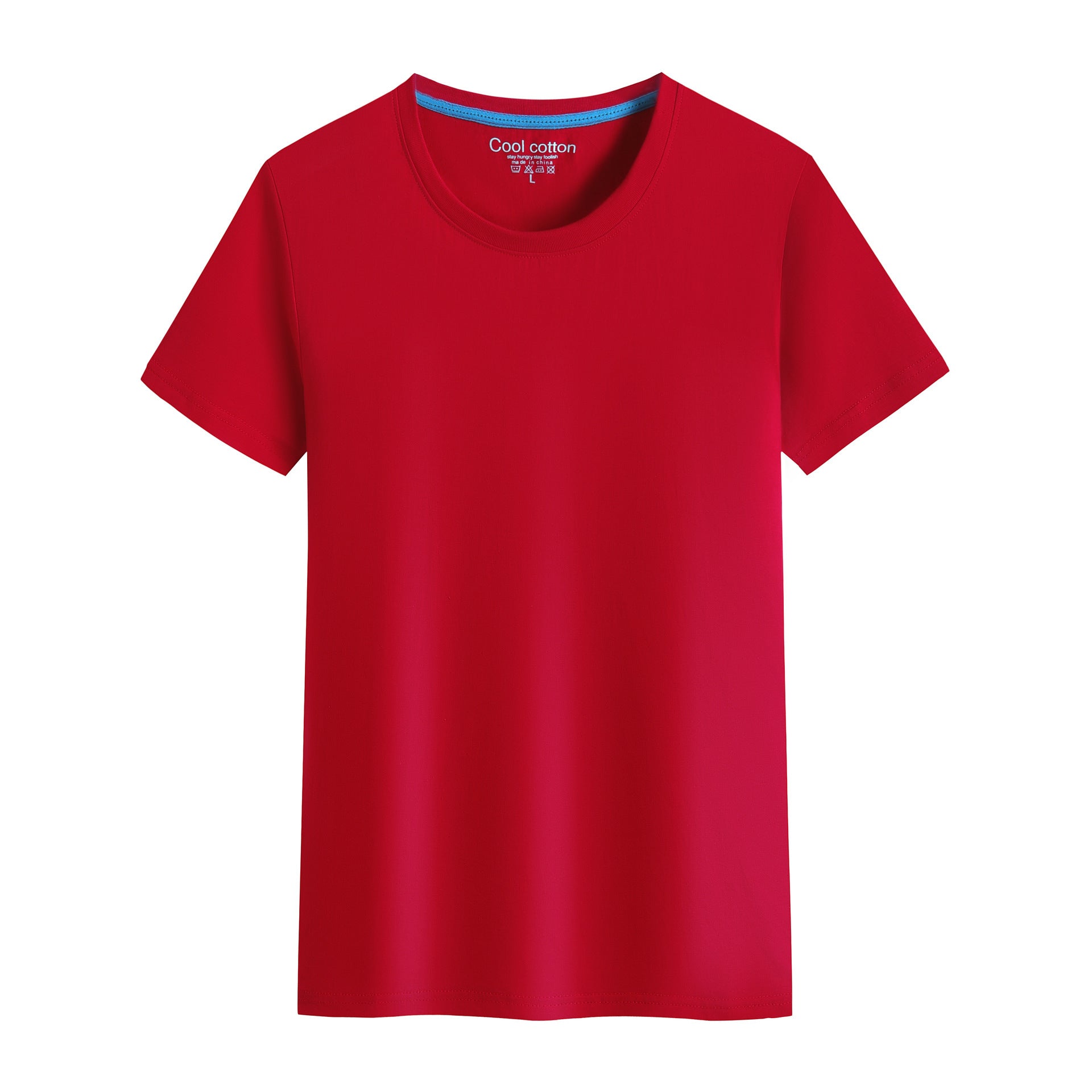 Cotton Blank With No Printed Patterns Round Neck Short T-shirt