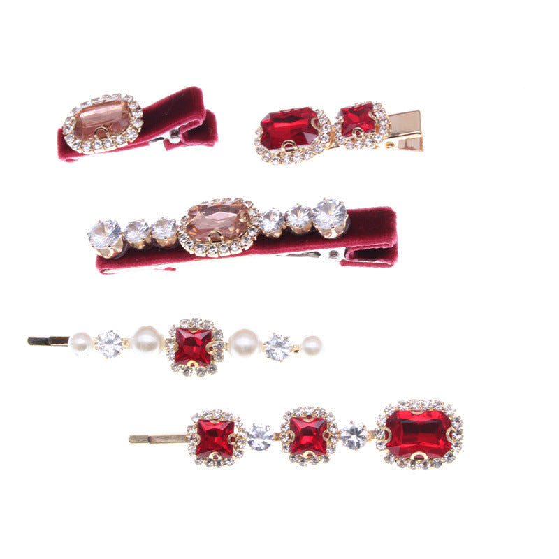 Colorful Fashion Rhinestone Flannel Ladies Hair Accessories Set