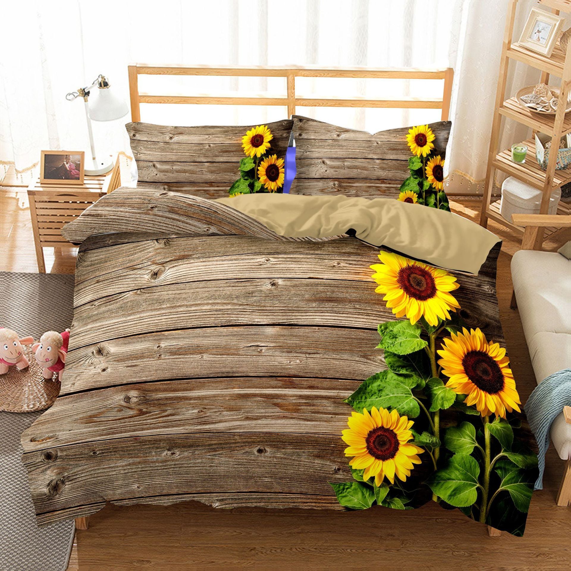 Three-Piece Sunflower Quilt Cover Bedding Set
