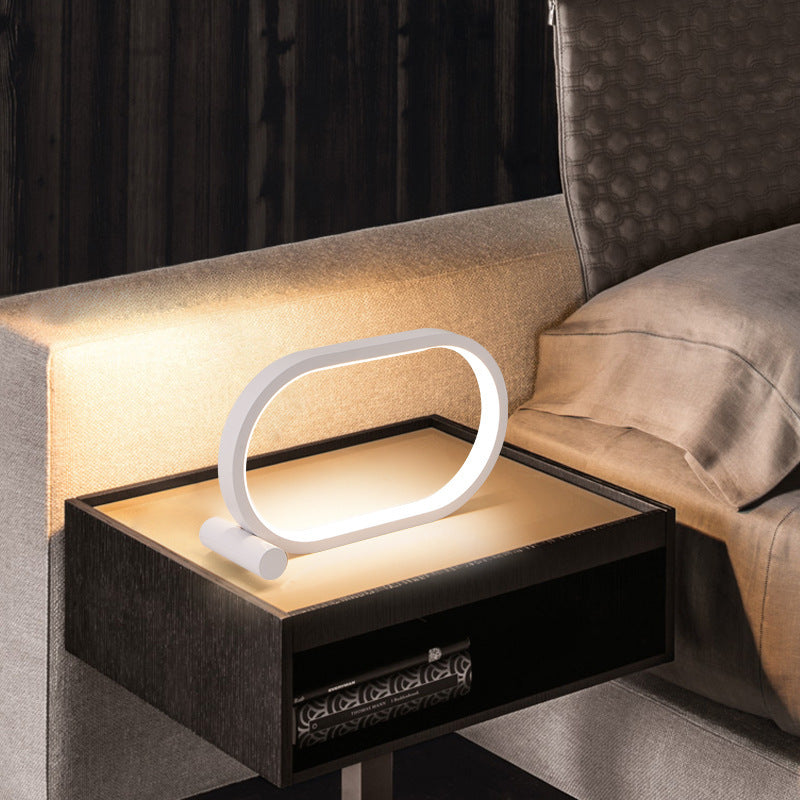 USB Plug-In Oval Acrylic Lamp – Touch Control Dimmable Modern Bedside & Desk LED Night Lamp