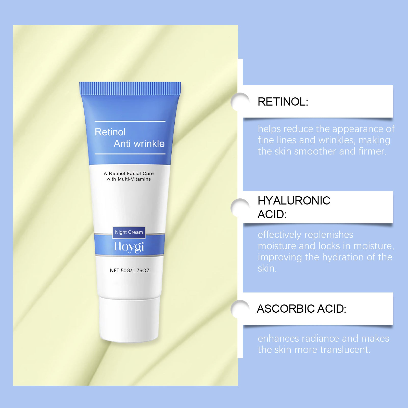 Hydrating Nourishing Brightening Facial Skin Elastic Moisturizing Night Skin Care Cream