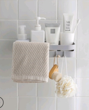 Punch-Free Bathroom Shelf – Seamless Wall-Mounted Rectangular Storage Rack