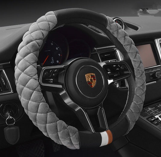 Universal Plush Steering Wheel Cover – Cute Winter Footprint Design (38cm)