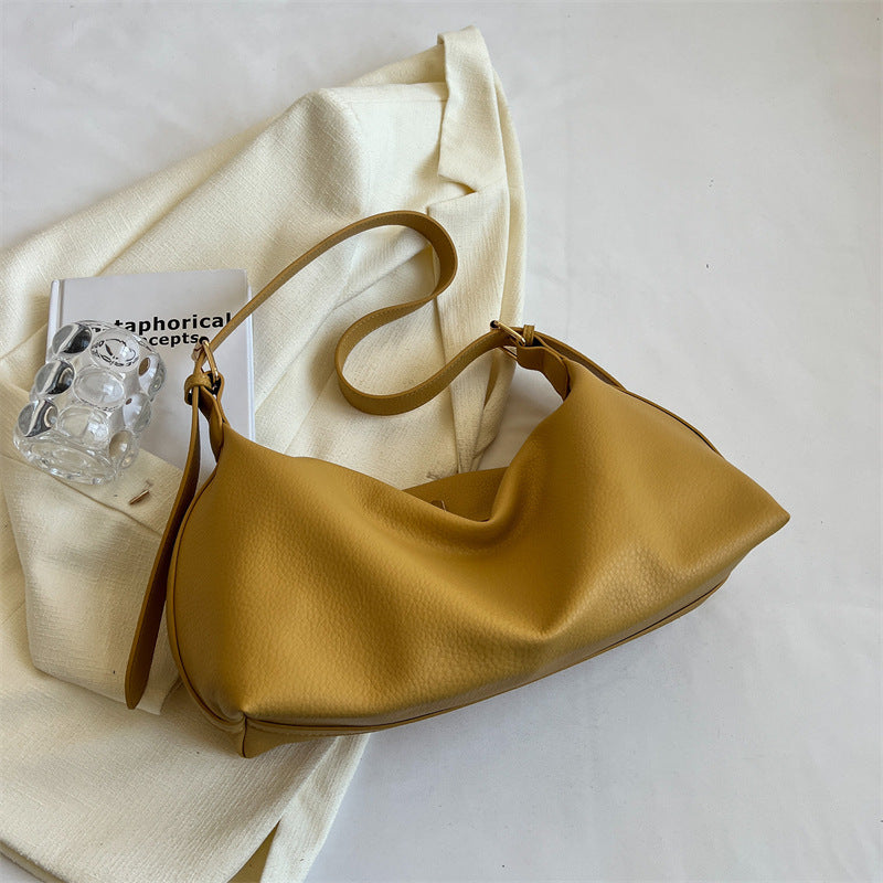 Women's PU Bucket Bag with Rivet Bow Underarm Style