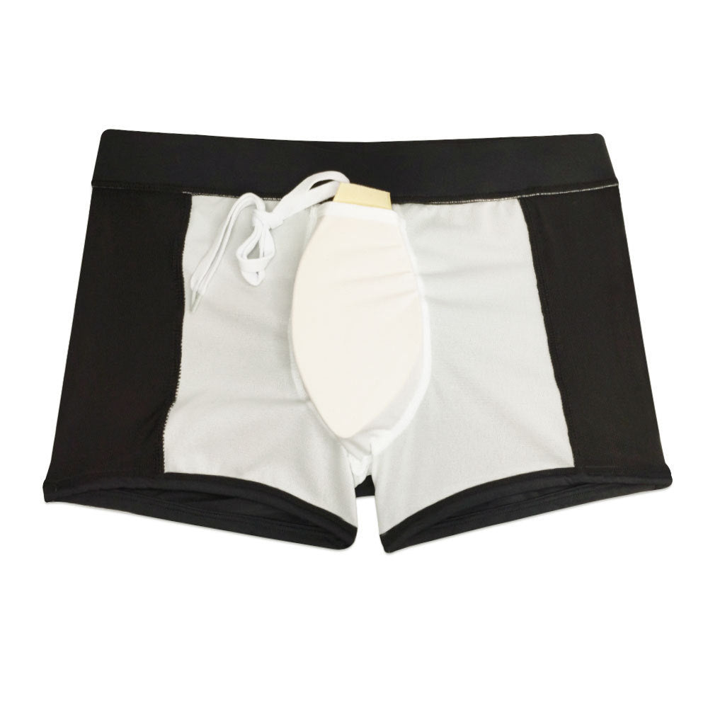 Mesh Stitching Boxer Swimming Trunks