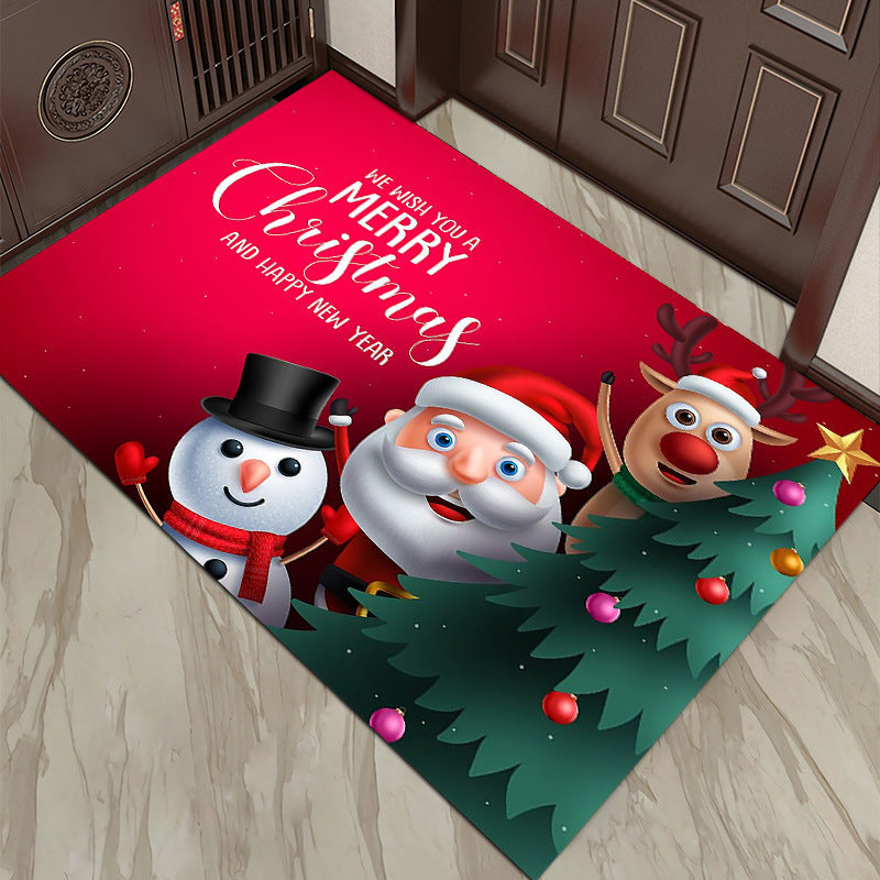 Christmas Floor Mat Red Festive Cross-border Christmas Decorative Floor Mat Entrance Non-slip Floor Mat Home