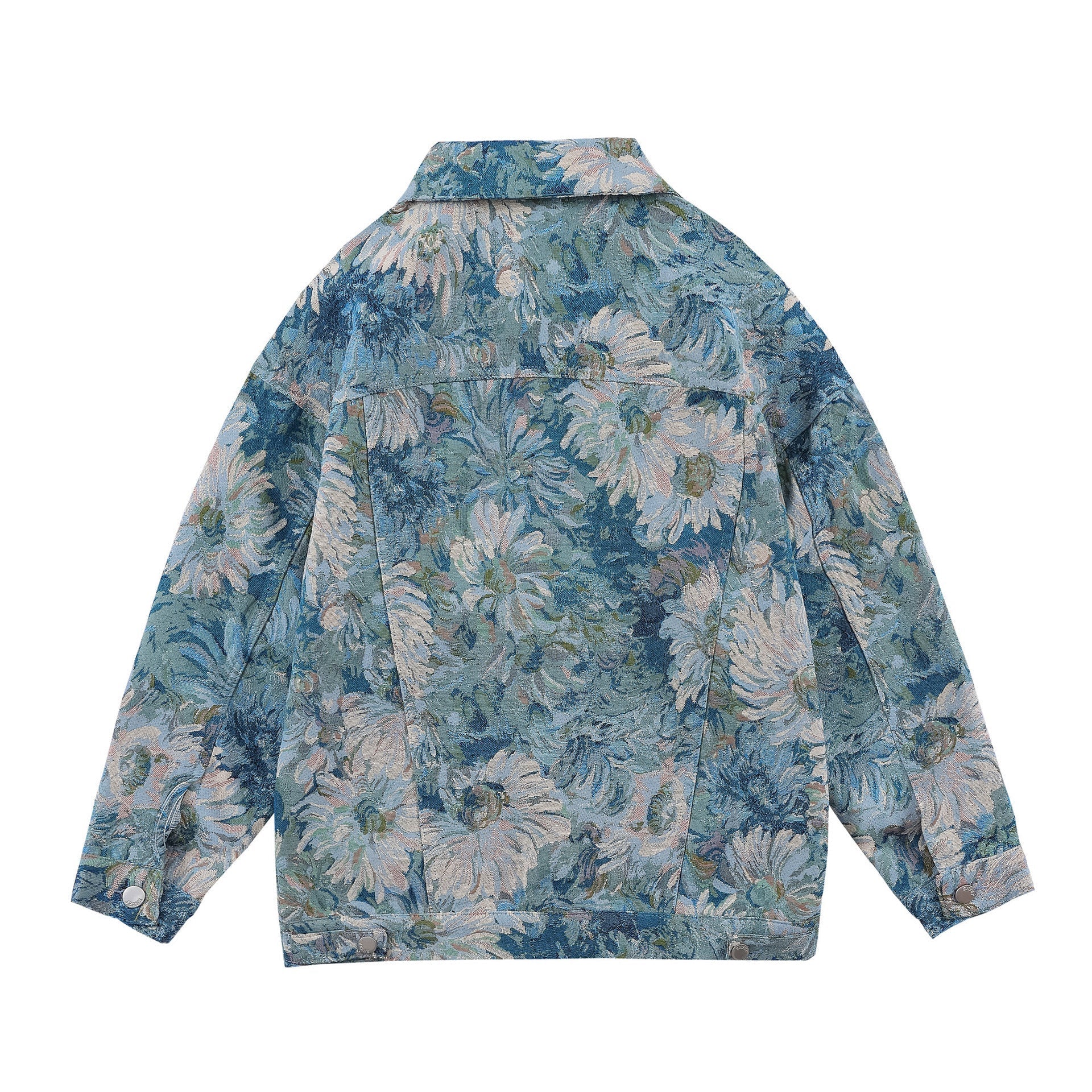 Unisex Vintage Floral Polyester Loose Fit Jacket Autumn