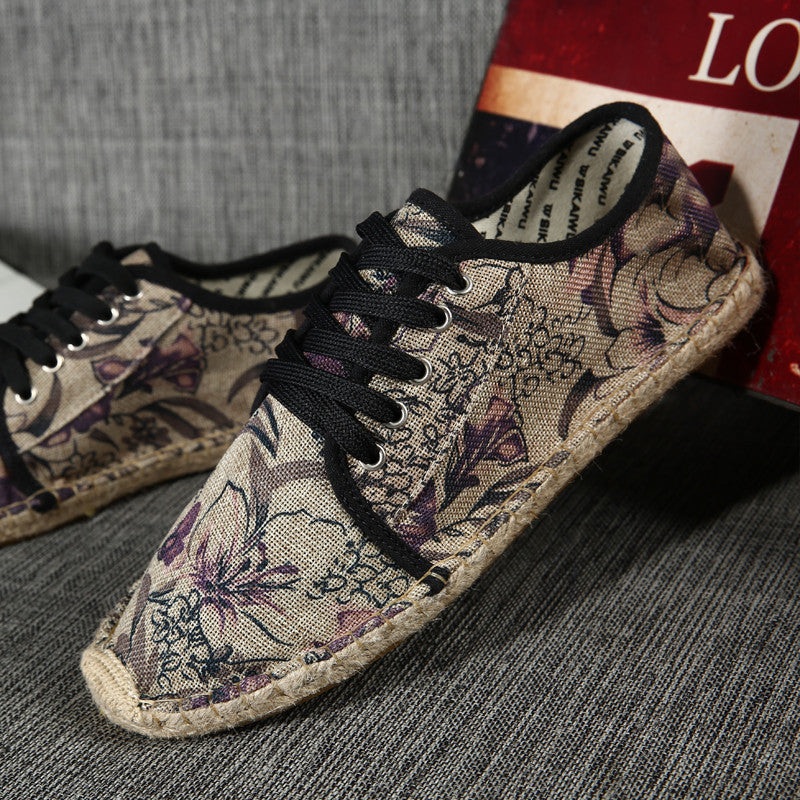 Straw canvas shoes couple models lazy shoes