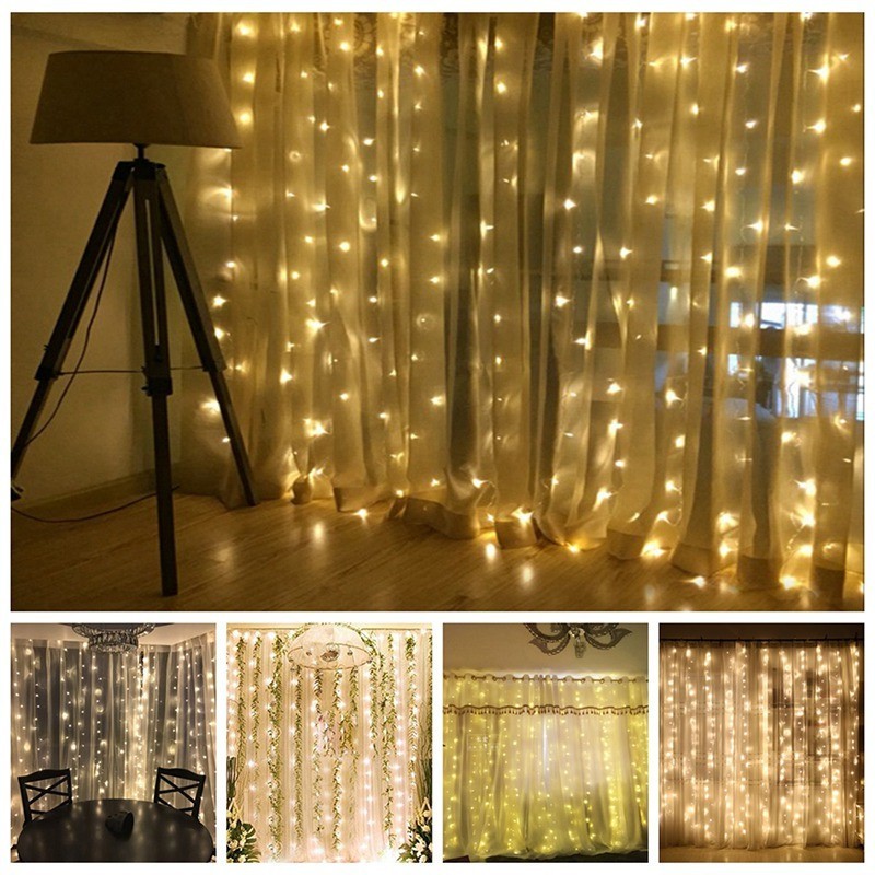 Festive 3x3m Christmas LED Curtain Lights