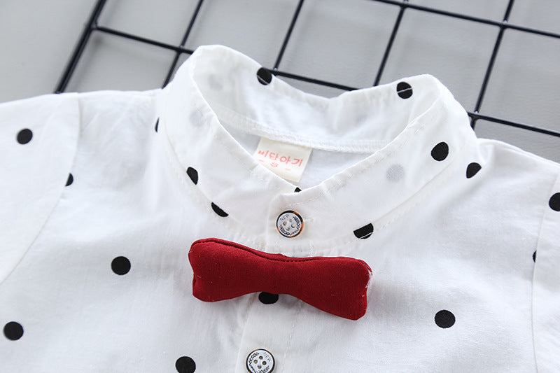 Printed Boys’ and Girls’ Overalls with Short Sleeve Shirt Set